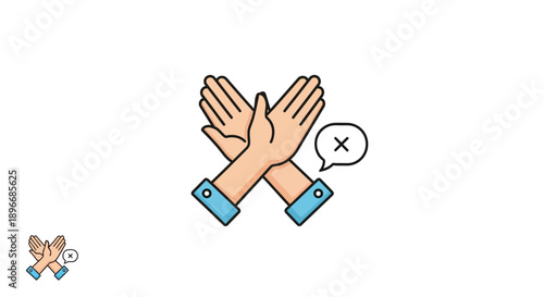 Illustration of two hands with palms facing each other and thumbs down in a stop bullying and anti-bullying campaign symbol, promoting kindness over cruelty and respect others in an