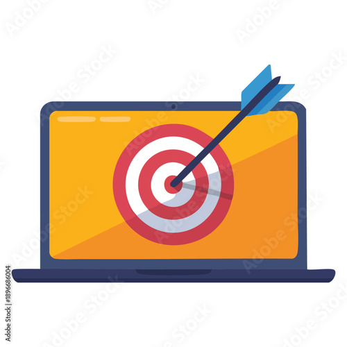 Goal research icon flat vector illustration customer group media service concept ideal for marketing analytics targeting strategy and business intelligence design projects