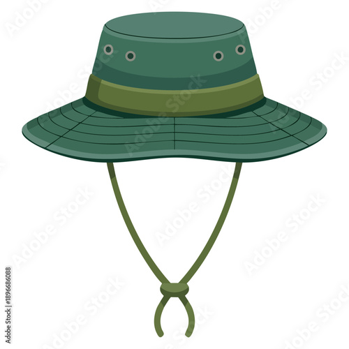 Fotografi Green bucket hat shown as a vector isolated illustration perfect for trendy fash