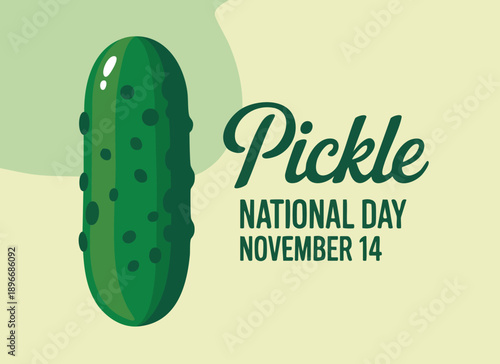 Green cucumber icon vector and pickled cucumber illustration for National Pickle Day poster celebrated November 14 important day food event themed design