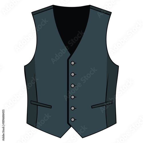 Actor vest vector icon presented in flat illustration style isolated on white background ideal for web design theater fashion costume and performance themes