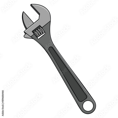 Adjustable wrench flat isolated vector illustration created for construction plumbing and repair themes perfect for hardware branding instructional content and design projects