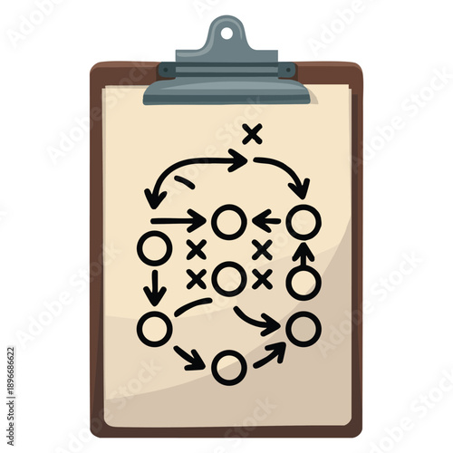 American football tactical clipboard icon flat illustration vector for web design suitable for coaching strategy sports planning and game analysis visuals