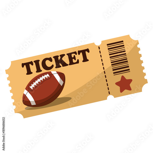American football ticket isolated vector illustration suitable for sports marketing event promotion fan experience and game themed artwork