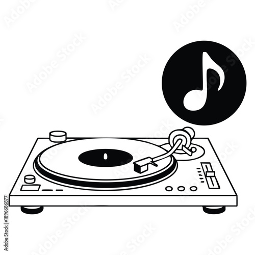Audio music DJ turntable icon suitable for sound mixing nightlife entertainment party events and creative music production themed designs