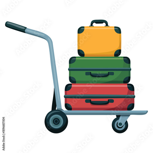 Baggage cart icon flat vector illustration showing ground support cargo truck isolated design suitable for airport transport logistics travel service and terminal operations