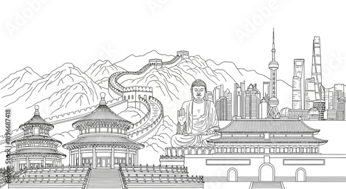 Exploring Historic Landmarks and Modern Skyscrapers on Greens Screen Background