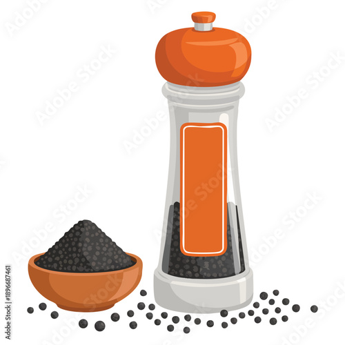 Black pepper illustrated in cartoon style vector isolated herbs and species series perfect for spice ingredient food artwork kitchen visuals and culinary design