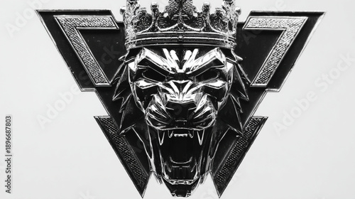 King lion head with crown on.