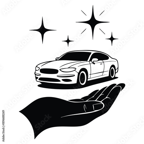 Car care icon glyph vector illustration representing vehicle maintenance auto service repair protection and automotive support concept