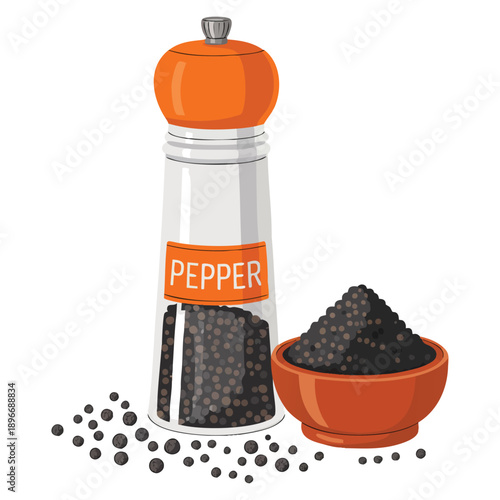 Cartoon style vector illustration of black pepper isolated herbs and species series suitable for food spice design kitchen artwork and culinary themed visuals