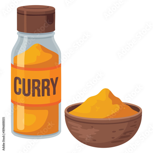 Cartoon style vector illustration of curry isolated herbs and species series ideal for spice ingredient food artwork kitchen visuals and culinary design