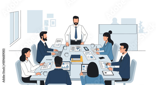 Business Meeting with Colleagues Discussing.