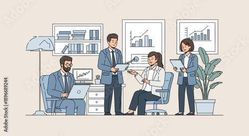 Business Professionals Working Together Office.