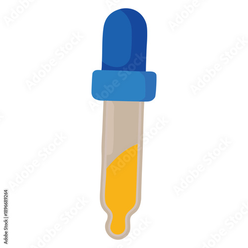 Chemical dropper with yellow liquid lying diagonally casting a long shadow on a brown background suitable for science chemistry laboratory experiment concept visuals