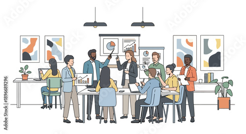 Diverse People Working in Modern Office.