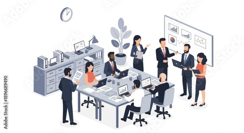 Office Team Collaboration Meeting Scene.