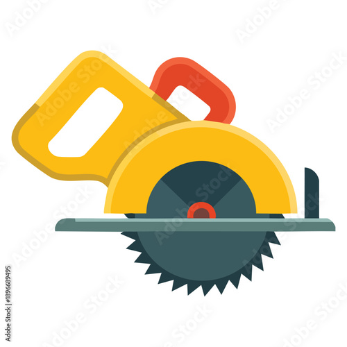 Circular electric saw icon with power chain chainsaw tool isolated in flat vector style perfect for industrial construction woodworking tool themed designs