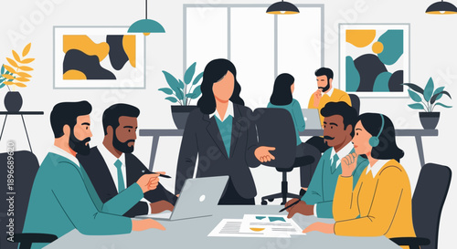 Business Professionals in Modern Office Meeting.