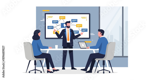 Business Meeting with Presentation Discussion.