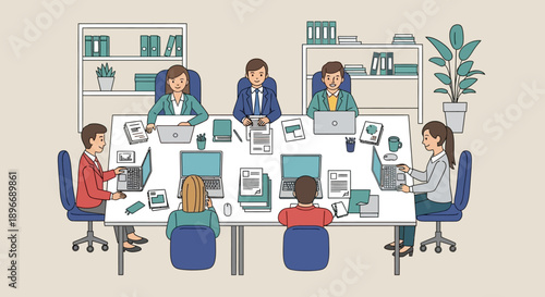 Office Team Working Together Collaborating.