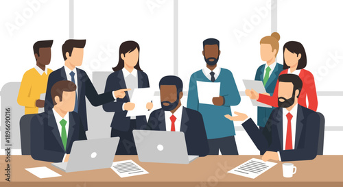 Business Professionals Meeting Around Table.