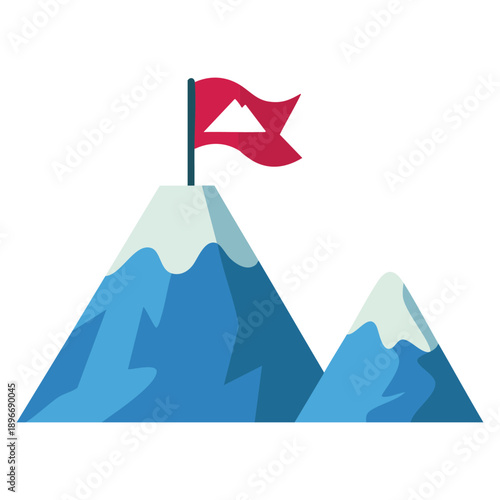 Conceptual flat design icon of mission accomplished representing success achievement goal completion progress milestone and victory concept suitable for business productivity and motivation visuals