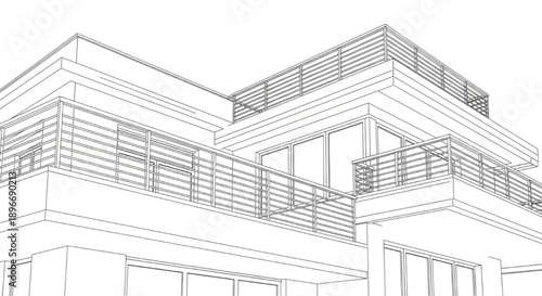 Modern Architectural Design of a Luxury Multi-Story Building with Balconies