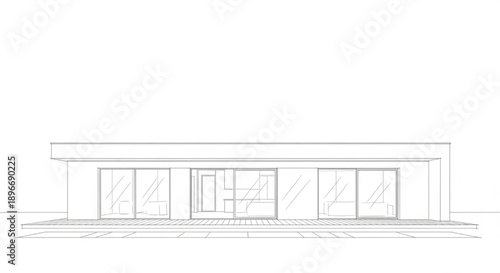Minimalist Modern House Facade Architectural Line Drawing for Contemporary Residential Design Concepts