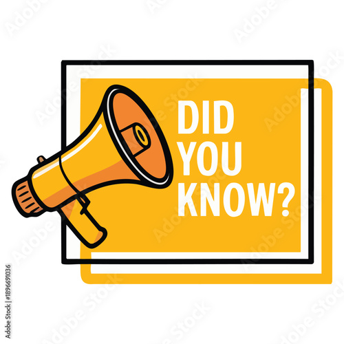 Did You Know concept banner megaphone badge flat vector icon design suitable for knowledge posts interesting articles and educational information content