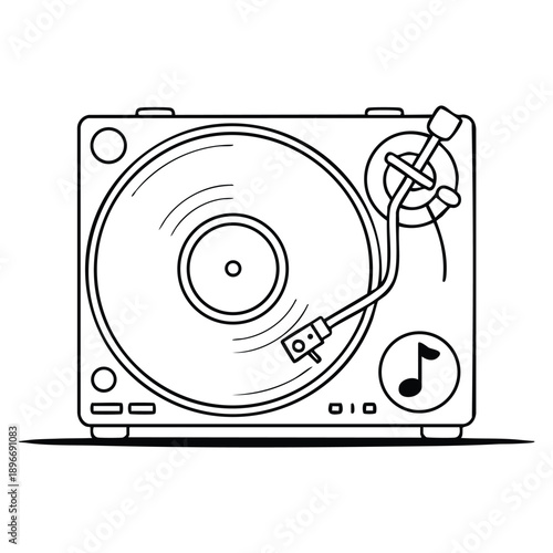 DJ turntable icon suitable for audio music sound mixing nightlife entertainment club event and professional music production design concepts