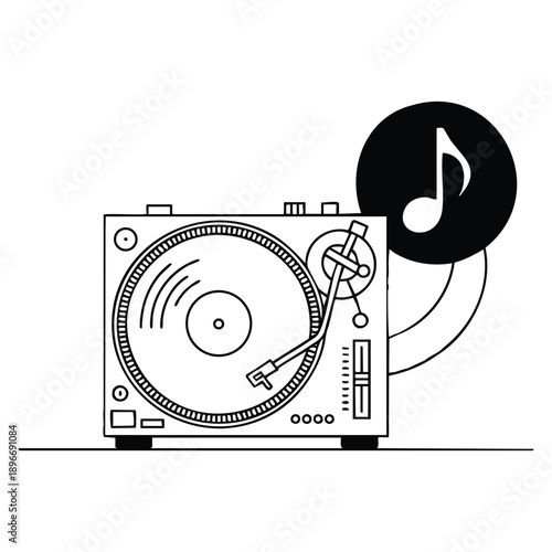 DJ turntable music icon suitable for audio sound mixing club nightlife entertainment events and modern music culture design projects