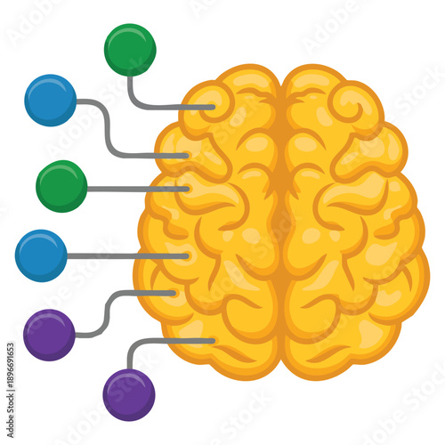 Editable vector artificial brain icon illustrating AI machine learning neural system and smart technology concept ideal for digital innovation branding and interface design graphics
