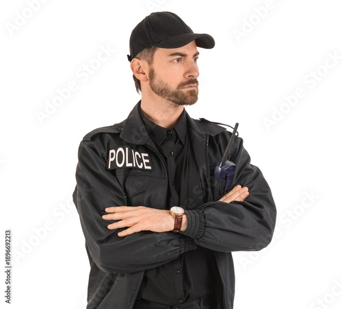 Male police officer with ra...