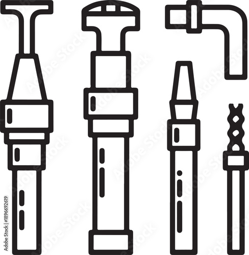 Four different types of drill bits and bits tools for various applications