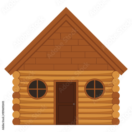 Flat clipart vector illustration of wooden cabin suitable for countryside tourism forest travel nature background designs and cozy rural lifestyle graphic projects