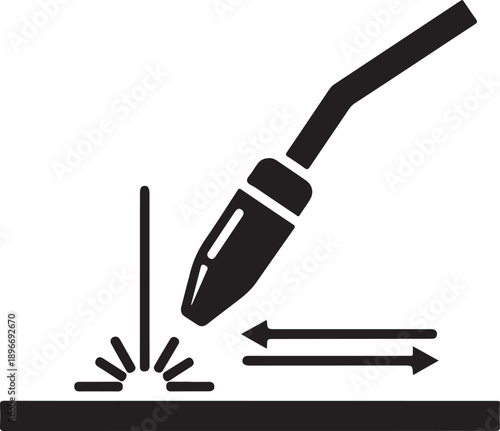 Welding process with a torch on a metal surface
