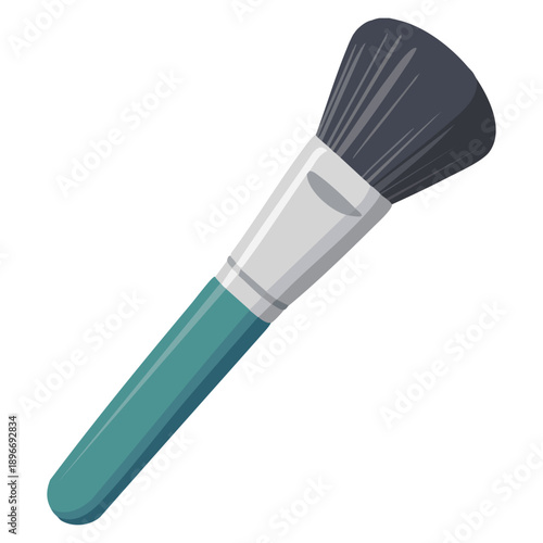 Flat design icon of makeup brush applying foundation cream with long shadow ideal for beauty cosmetics skincare branding and makeup related digital designs