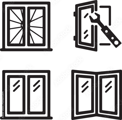 Four different window states with repair indication