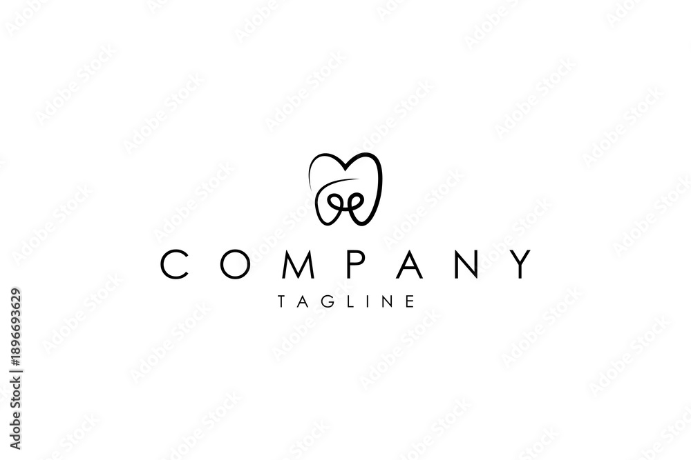 Fototapeta premium Dental Logo with linear line art design style