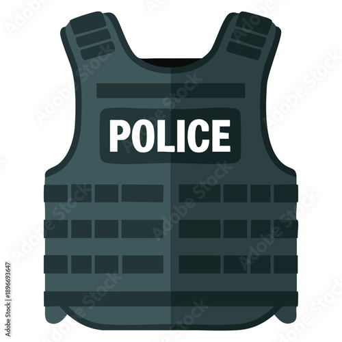 Flat police bulletproof vest vector icon illustration created for web design suitable for law enforcement safety protection and security graphics