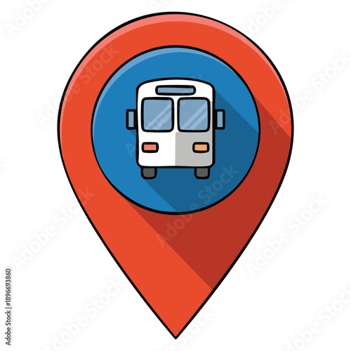 Flat vector bus station location icon suitable for airport transfer hotel traffic navigation transportation mapping and urban travel service visuals