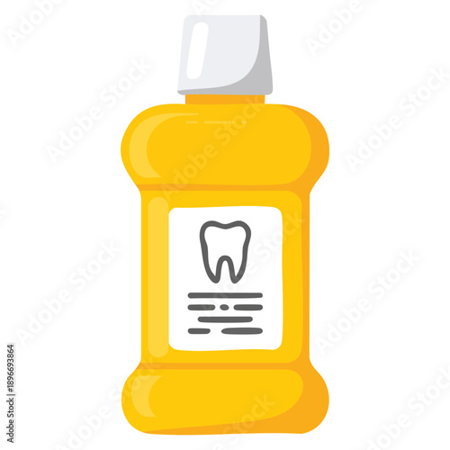 Flat vector dental mouthwash icon showing oral wash clean fresh isolated concept ideal for dental hygiene healthcare products and oral care themed designs
