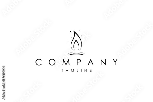 Candle flame logo with abstract vector illustration design style