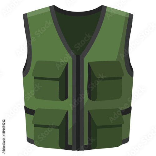 Flat vector illustration of hunter vest icon suitable for web design outdoor gear hunting safety apparel and adventure lifestyle graphics