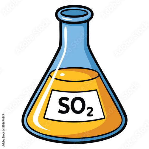 Flat vector illustration of sulfur dioxide flask icon suitable for web design chemistry laboratory science gas and educational visual concepts