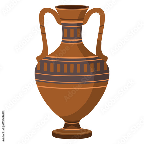 Flat vector jug amphora icon showing vase pot old pottery suitable for history culture archaeology ceramic and classical decorative projects