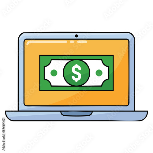Flat vector laptop online money charity icon illustrating donate volunteer gift heart isolated suitable for crowdfunding digital charity and support campaigns