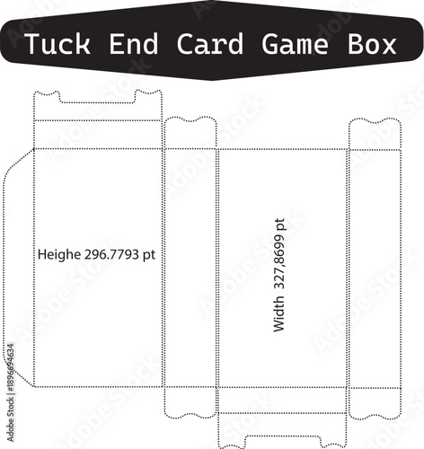 Card Game Tuck End Box Dieline Template for Custom Board Game Packaging and Playing Card Decks