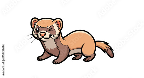 A cartoon ferret with brown and tan fur, winking. Thick black outlines. White background